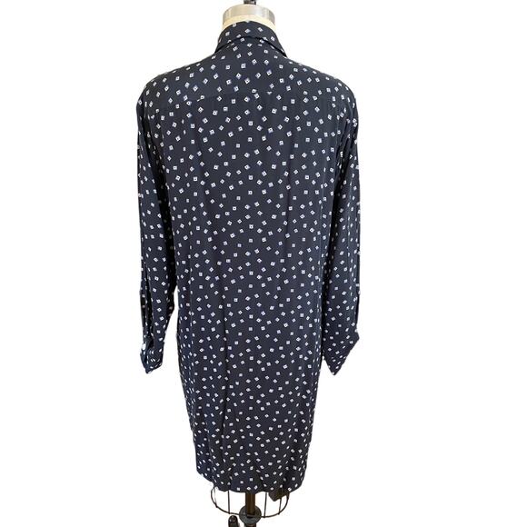 Lauren Ralph Lauren 100% Silk Geometric Print Button Down Shirt Dress Size 8 - Picture 4 of 6